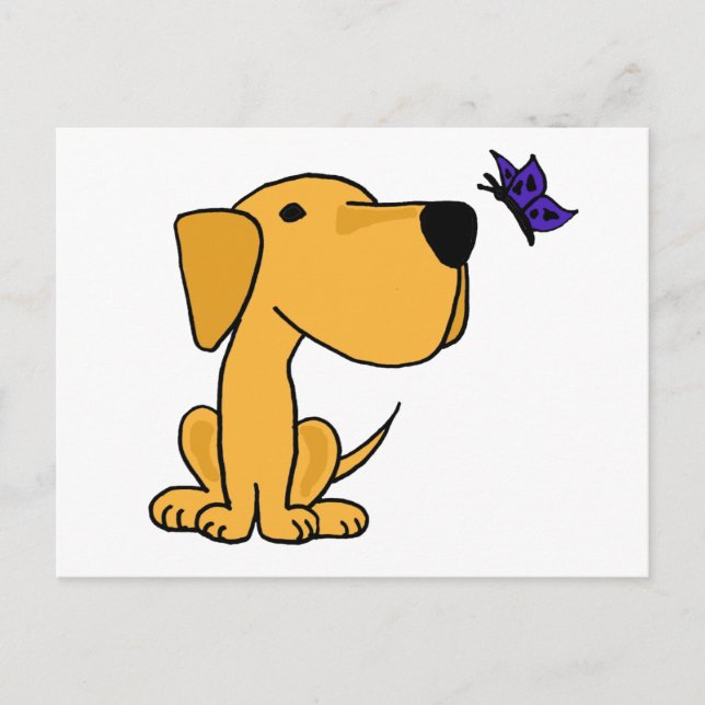 Cartão Postal XX- Labrador Retriever Ver Cartoon Borboleta (Frente)
