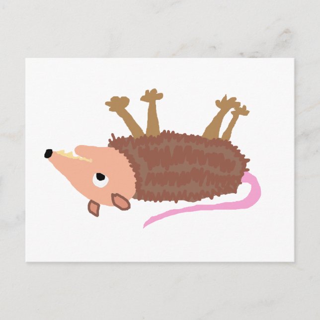 Cartão Postal XX - Morto Engraçado Cartoon Possum Roadkill (Frente)