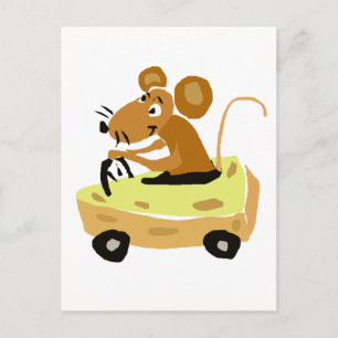 Cartão Postal XX- Mouse Dirigindo um Cartoon de Queijo