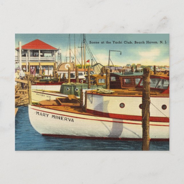 Cartão Postal Yacht Club, Beach Haven, Nova Jersey (Frente)