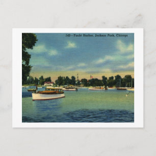 Cartão Postal Yacht Harbor, Jackson Park, Chicago Vintage