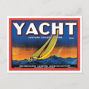 Cartão Postal Yacht Marca Ventura County Lemons Vintage Crate La