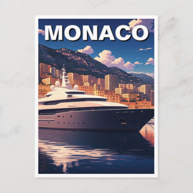 Cartão Postal Yacht no Mônaco Monte Carlo Europe Viagem (Frente)