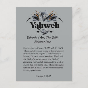Cartão Postal Yahweh Nomes de Deus Escritura Devocional