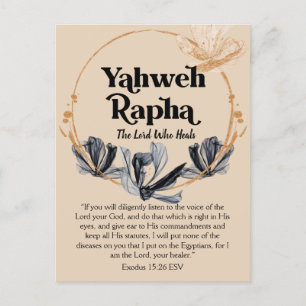 Cartão Postal Yahweh Rapha Nomes de Deus Escritura Devocional
