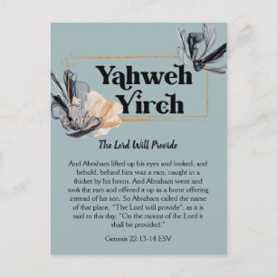 Cartão Postal Yahweh Yireh Nomes de Deus Escritura Devocional