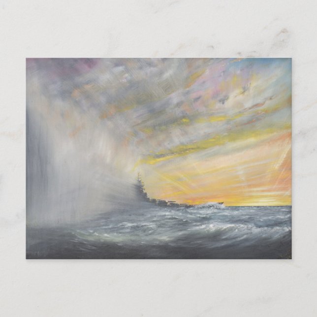 Cartão Postal Yamato Emerges do tufão do Pacífico 1944 2010 (Frente)