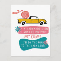 Yarnaholic Knitting Humor w. Caminhão e Fios Retro