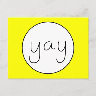 Cartão Postal YAY Happy Uplifing Manual Branco E Amarelo