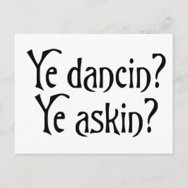 Cartão Postal Ye Dancin Askin Funny Scottish Glagow humor no Rei