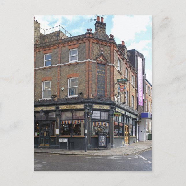 Cartão Postal Ye Old Rosa and Crown, Greenwich, Londres (Frente)