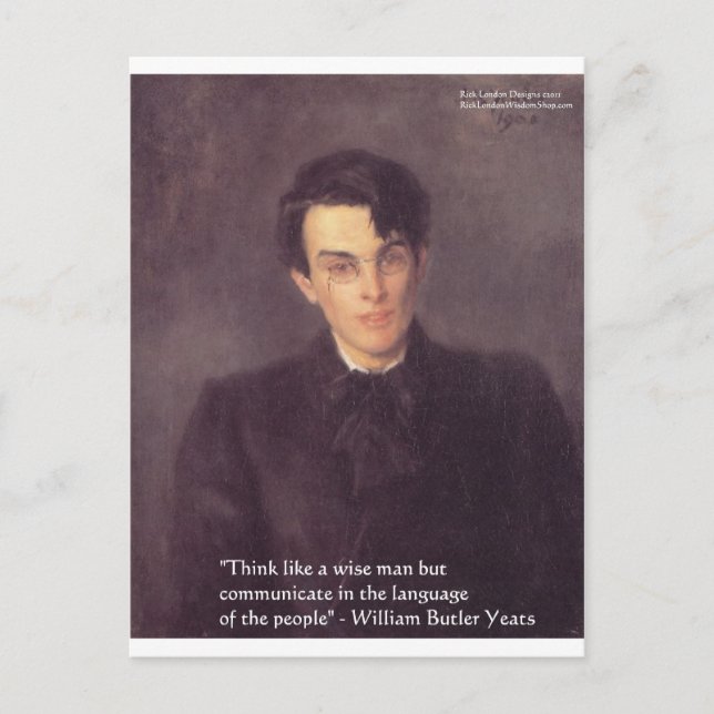 Cartão Postal Yeats "Think Sábio", citação de presentes e cartõe (Frente)
