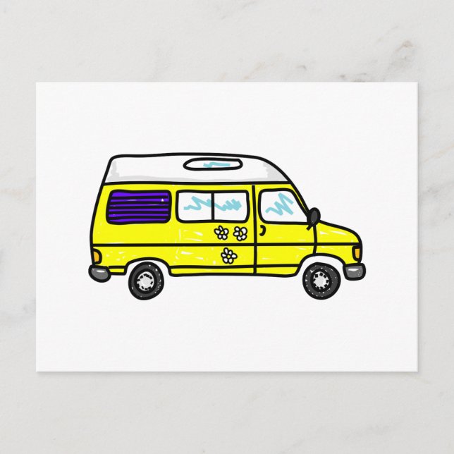Cartão Postal Yellow Campervan (Frente)