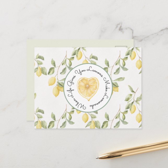 Cartão Postal Yellow Lemons Fruit Lemonade (Frente/Verso In Situ)