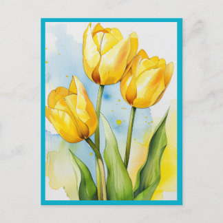 Cartão Postal YELLOW TULIPS Postcard