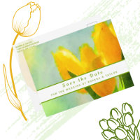 Yellow Watercolor Tulips Casamento Salvar a Data