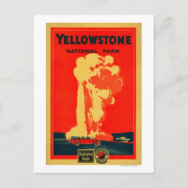 Cartão Postal Yellowstone, Antiga Poster de Publicidade Fiel (Frente)