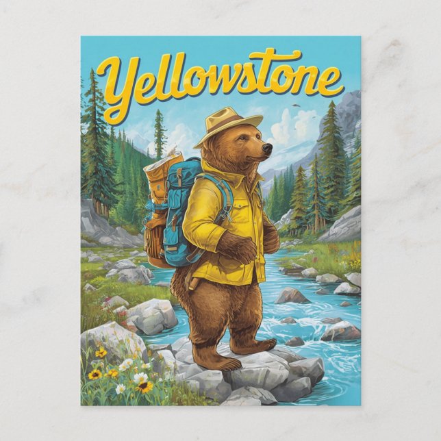 Cartão Postal Yellowstone Bear Ranger Vintage (Frente)
