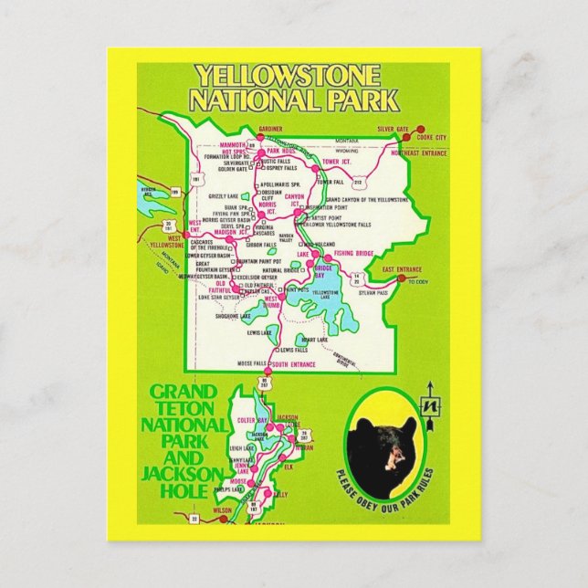 Cartão Postal Yellowstone - Grand Teton (Frente)