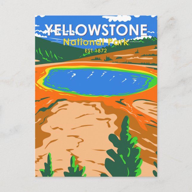 Cartão Postal Yellowstone National Park Grand Prismatic Primaver (Frente)