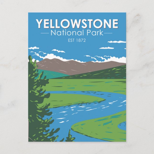 Cartão Postal Yellowstone National Park Hayden Valley Vintage (Frente)