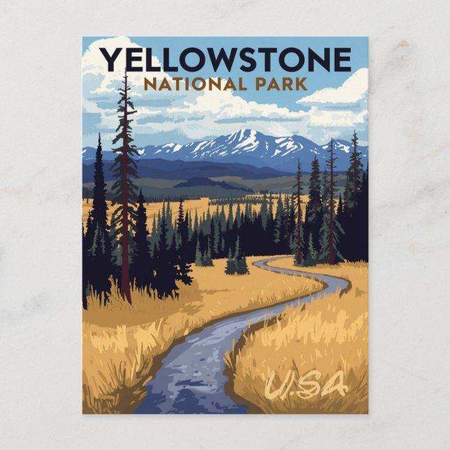 Cartão Postal Yellowstone National Park Vintage (Frente)