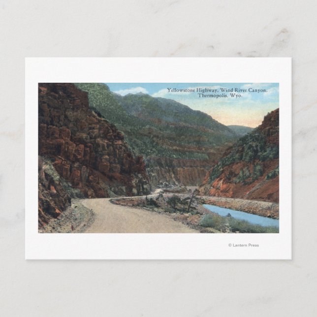 Cartão Postal Yellowstone, WY - Yellowstone Highway e Wind 2 (Frente)