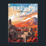 Cartão Postal Yerevan ArmenViagem Art Vintage<br><div class="desc">Yerevan retro vetor viagem design. Yerevan,  capital da Armênia,  é marcada pela grande arquitetura soviética.</div>