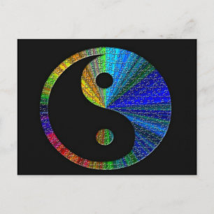 Cartão Postal Yin E Yang Quebra-cabeça Coloridos