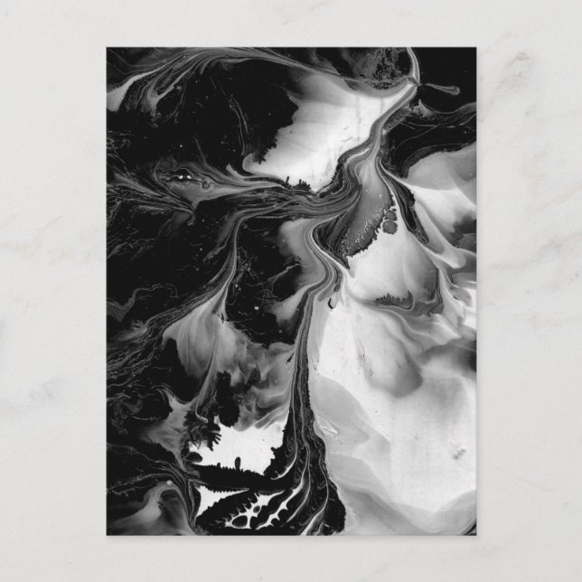 Cartão Postal YIN & THE YANG (abstrato preto e branco) ~. (Frente)