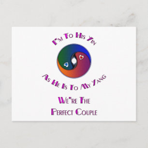 Cartão Postal Yin Yang A Casal Para Ele Verse