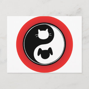 Cartão Postal Yin Yang Cat Dog
