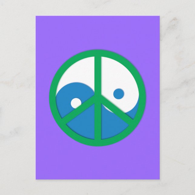 Cartão Postal Yin-Yang com sinal de paz (Frente)