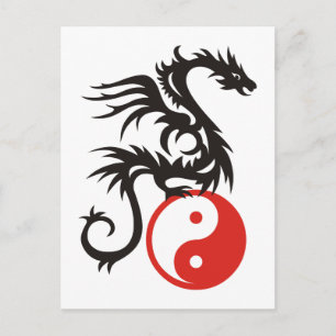 Cartão Postal Yin & Yang Dragon