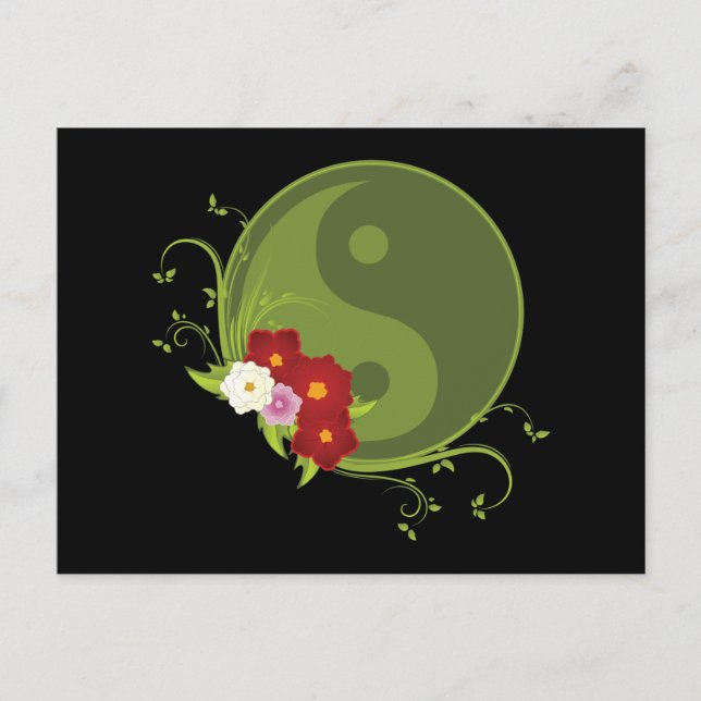 Cartão Postal Yin Yang e Flowers (Frente)