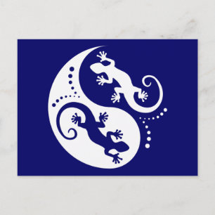 Cartão Postal YIN & YANG Geckos White + sua ideia
