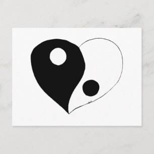 Cartão Postal Yin Yang Heart (B/W)