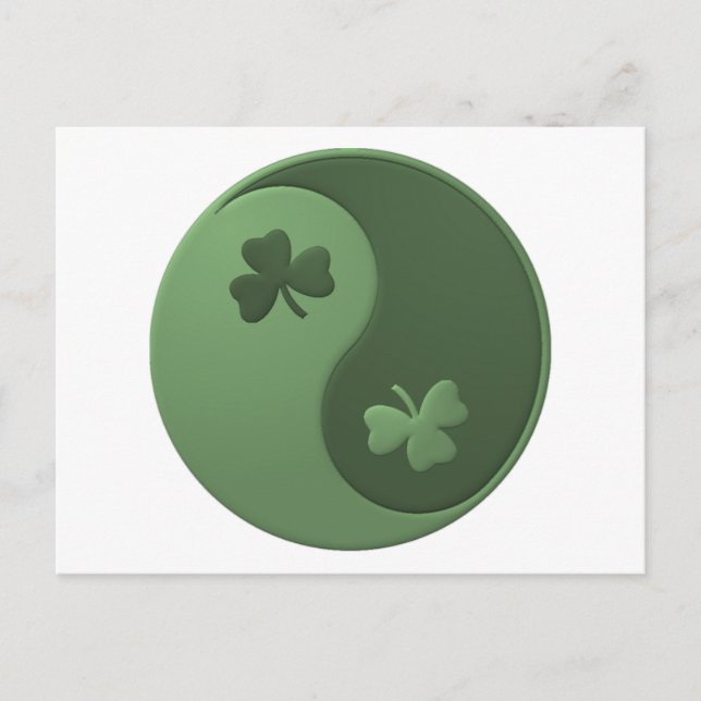 Cartão Postal Yin Yang Shamrocks (Frente)