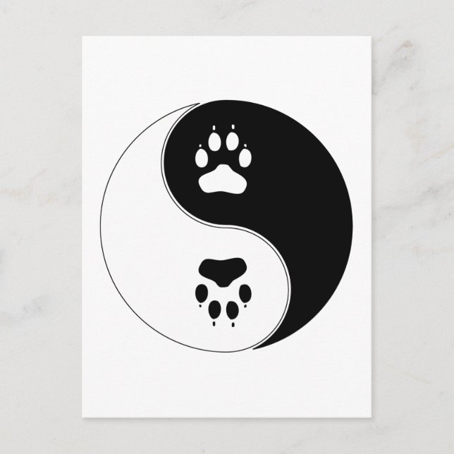 Cartão Postal Ying Yang Paw Print (Frente)