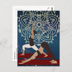 Cartão Postal Yoga Dourado, Blue e Red Mandala Personalizados