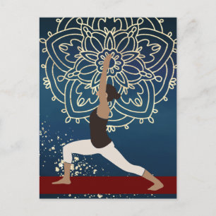 Cartão Postal Yoga Dourado, Blue e Red Mandala Personalizados