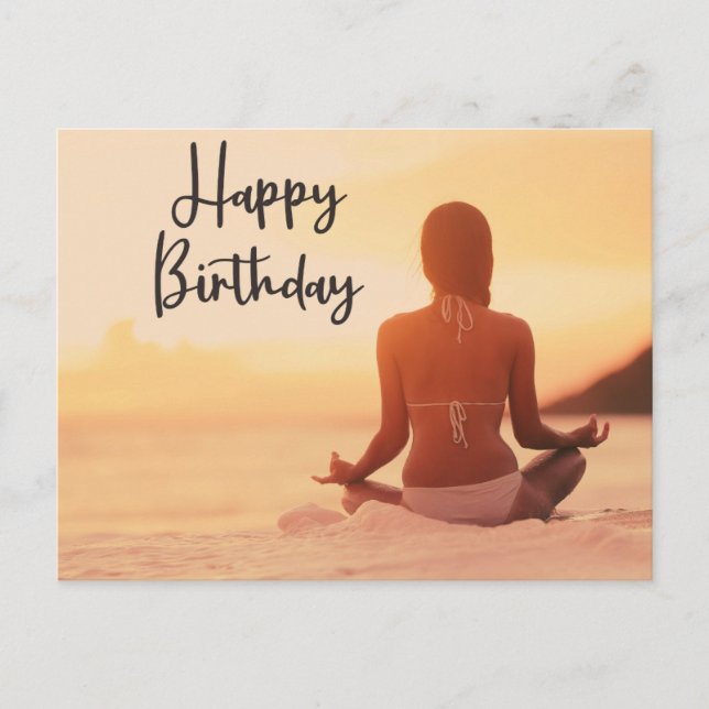 Cartão Postal Yoga Happy Birthday Card (Frente)