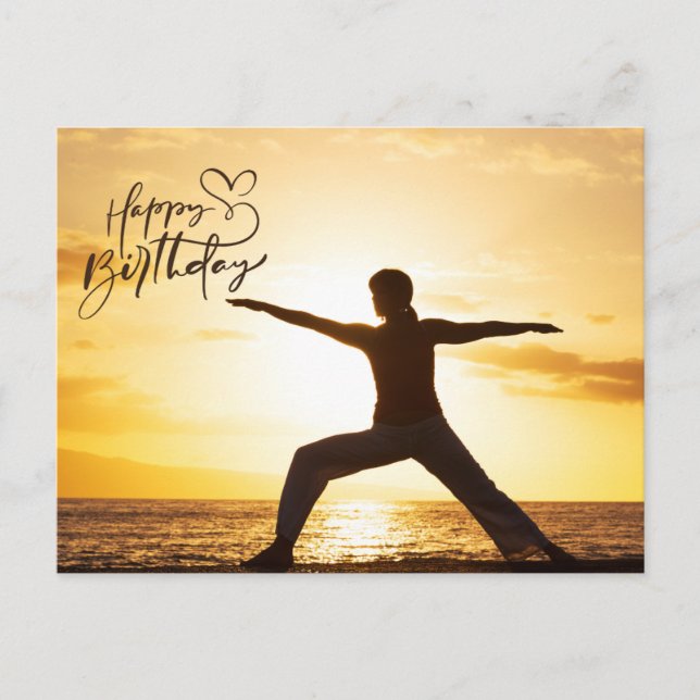 Cartão Postal Yoga Happy Birthday Card (Frente)