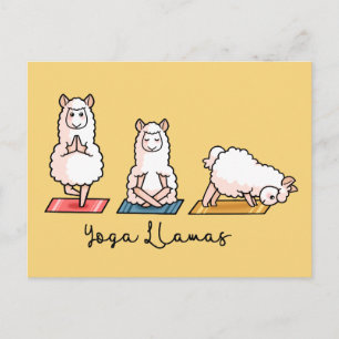 Cartão Postal Yoga Llamas