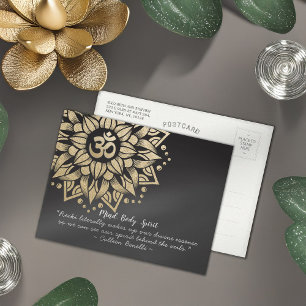 Cartão Postal Yoga Meditation Instrutor Dourado Mandala Om Símbo