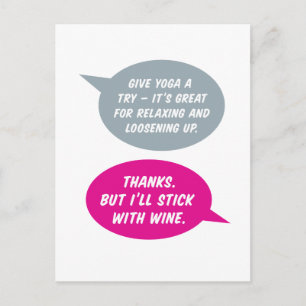 Cartão Postal Yoga ou Wine? O que é mais relaxante. Apenas para 