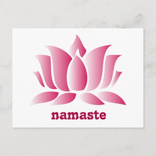 Cartão Postal yoga pink lotus namaste