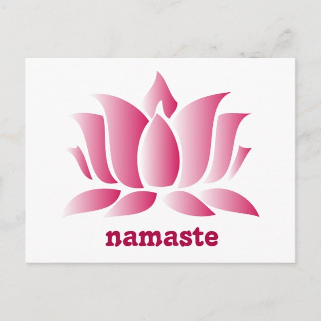 Cartão Postal yoga pink lotus namaste (Frente)