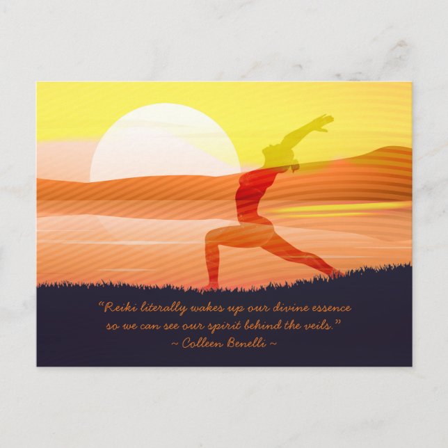 Cartão Postal Yoga Professora Sun Salutando Meia Lua Pose Aspas (Frente)