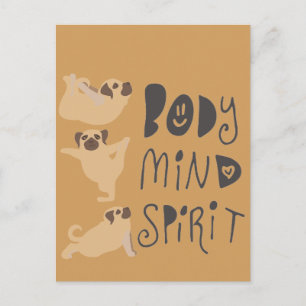 Cartão Postal Yoga Pugs